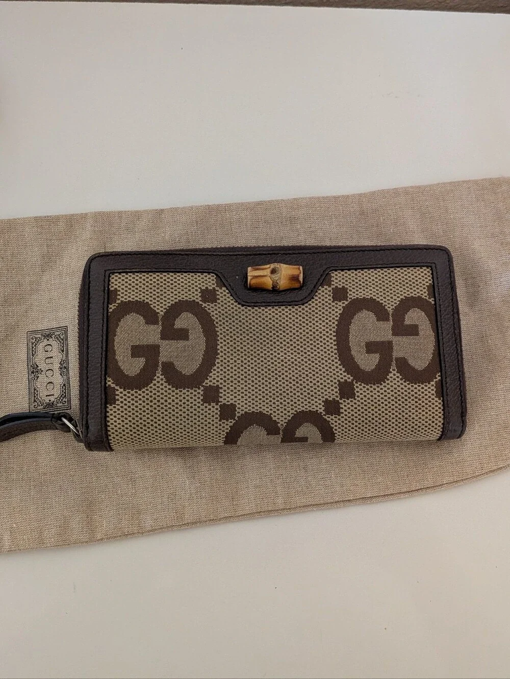 Gucci Bamboo Diana GG Wallet Authentic Large Print Zip Up Large Gently used - Picture 3 of 11